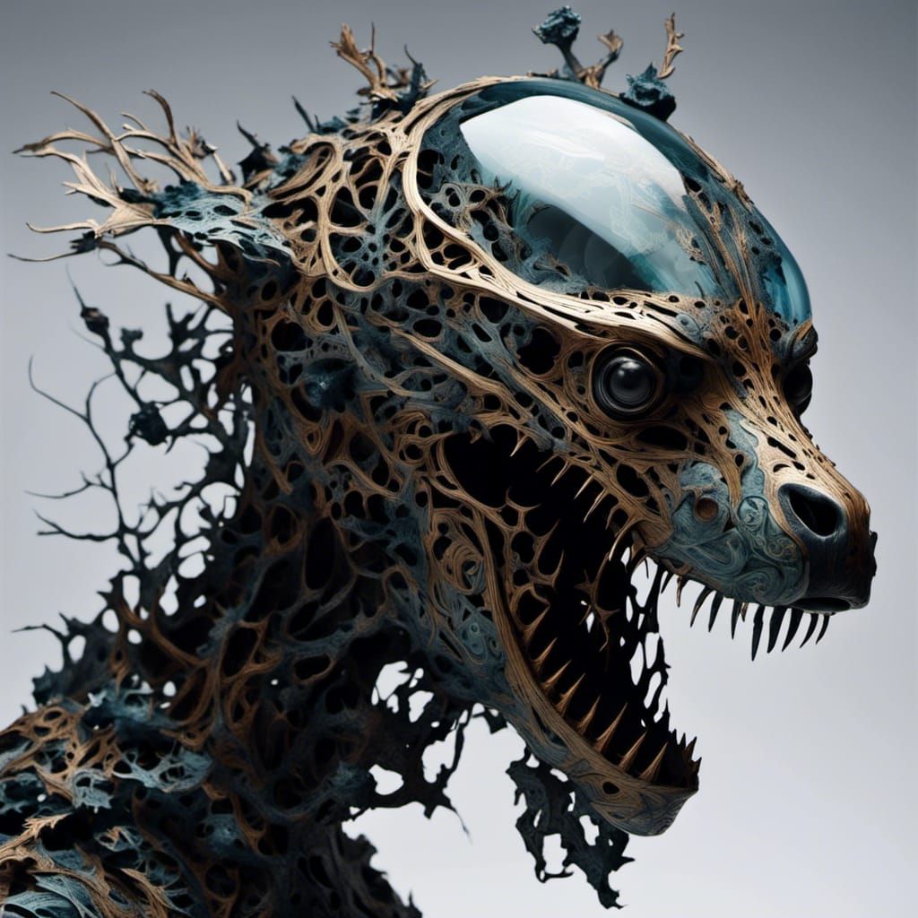 Semi-Transparent Cyborg Lizard Face