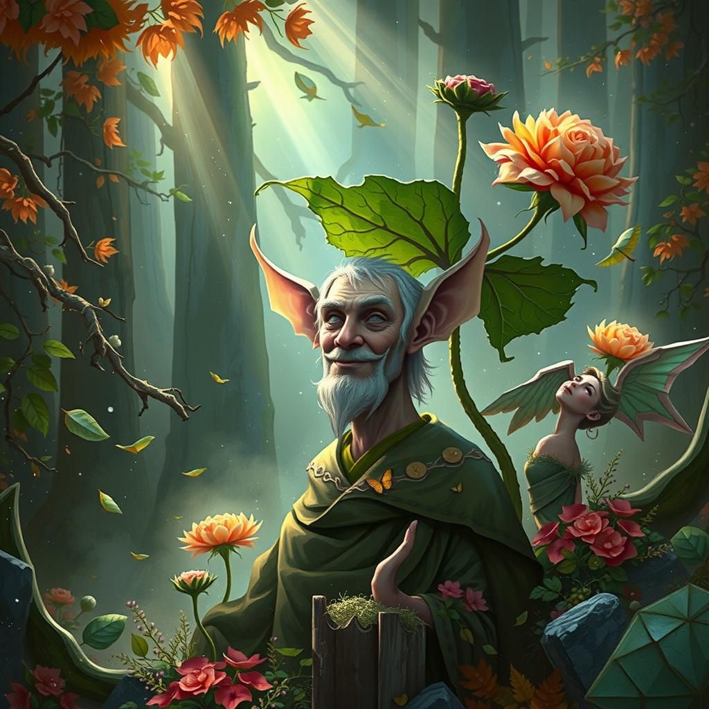 Ethereal Encounter: Sky Father and Winged Couple