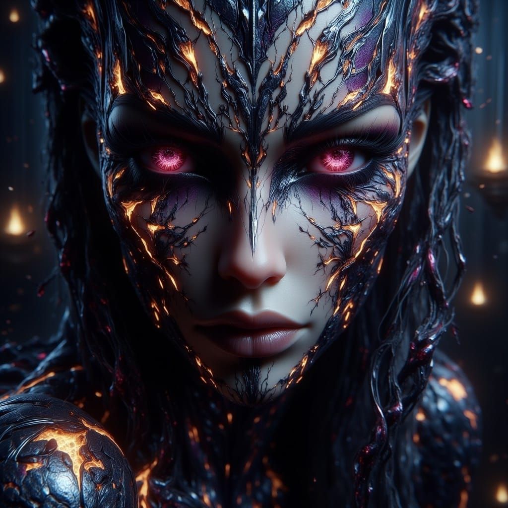 Dark Fantasy Harlequin Death Mask in Art Nouveau Style