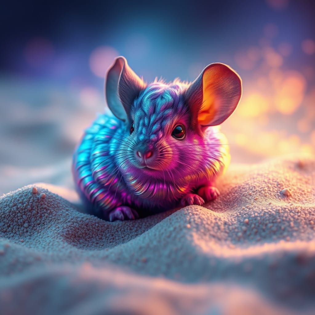 Dreamlike Chinchilla Formed from Swirling Sand, in Vibrant I...