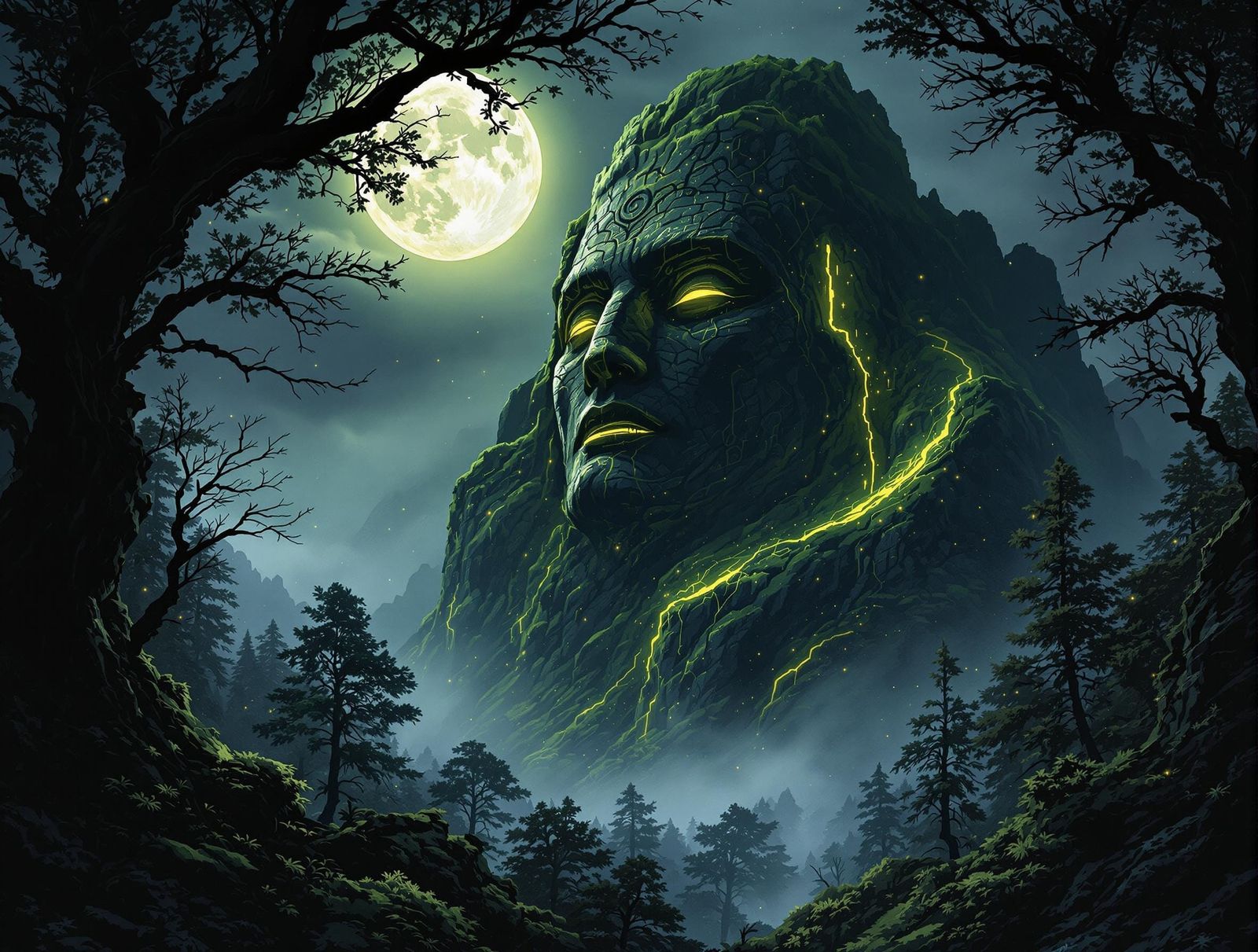 Surreal Mountain Landscape in Chiaroscuro Digital Art