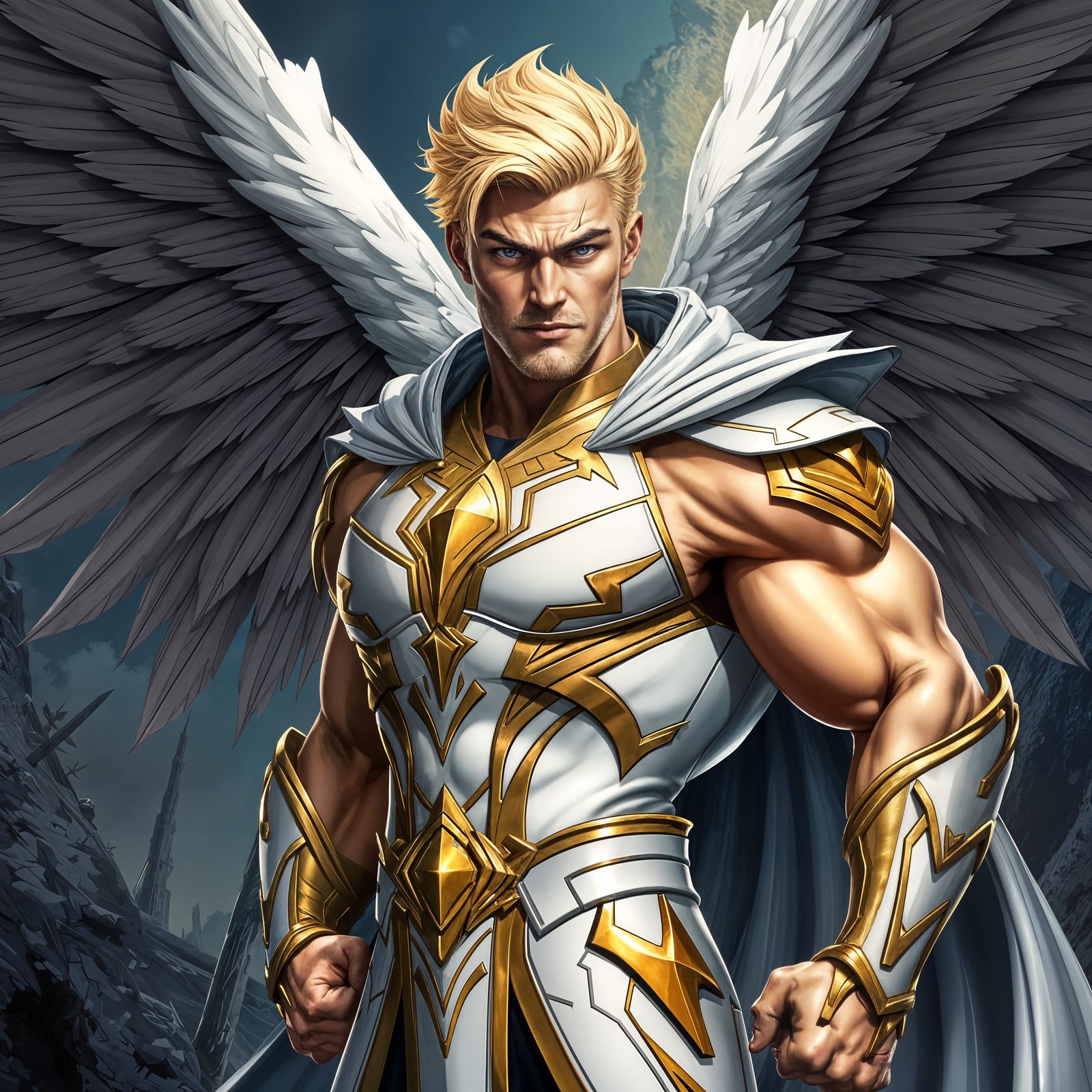 Sculpted Superhero in Epic Comic Book Style