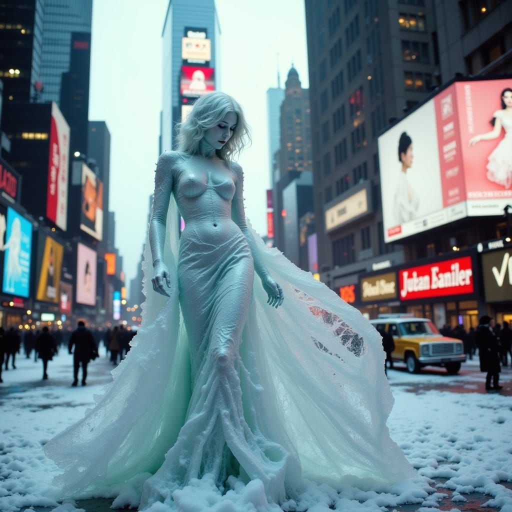 Melting Ice Statue in Times Square