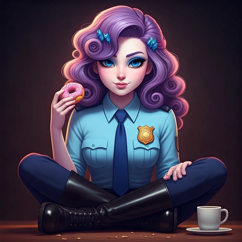 Rarity Belle Eats a Doughnut, Digital Art