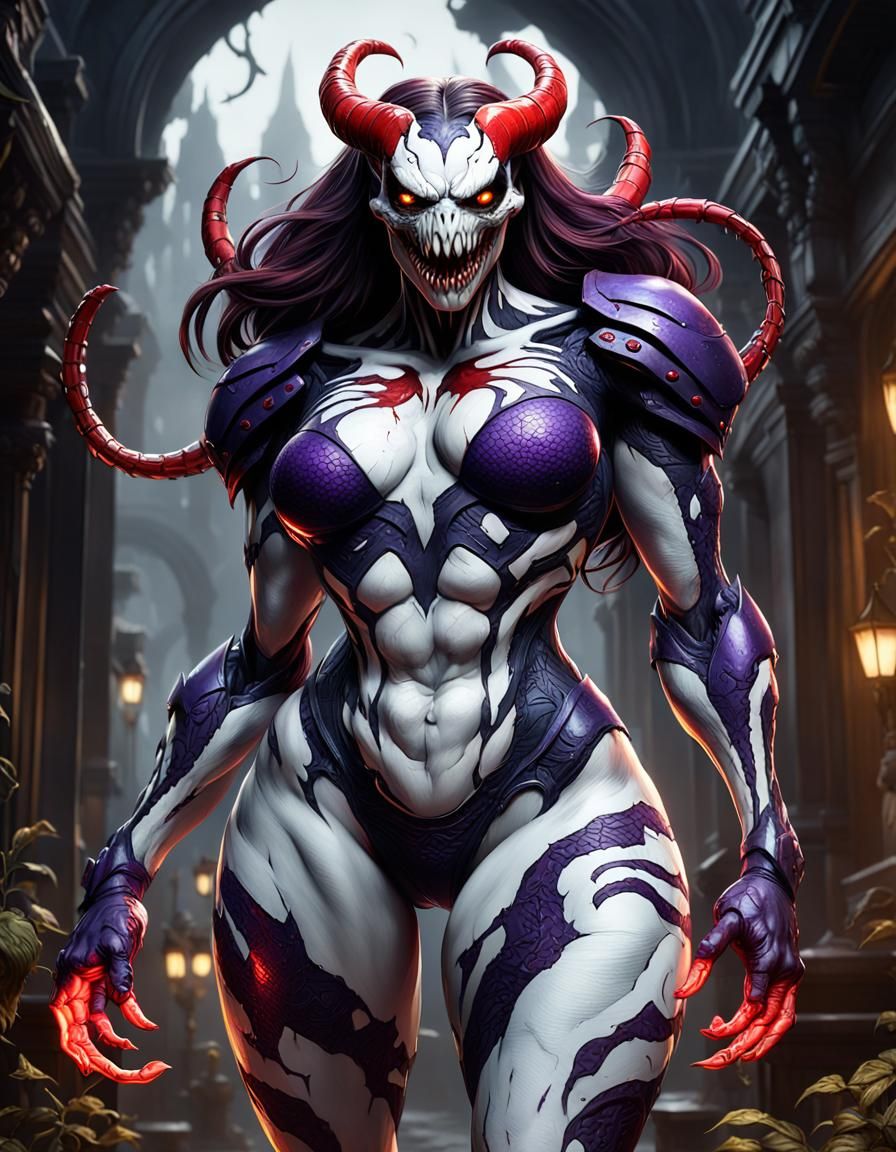 Female White Venom with Creepy Red Marks