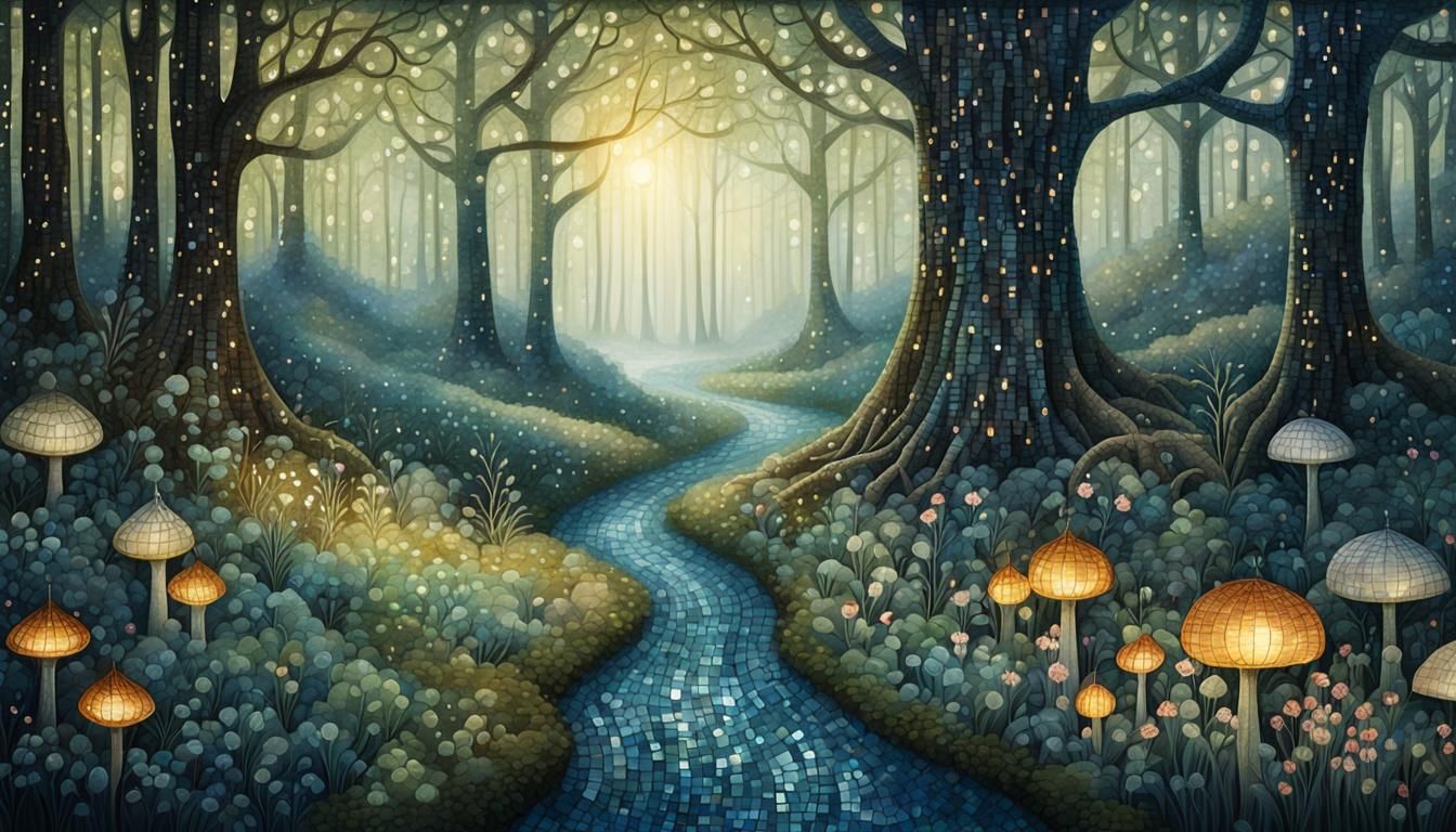 Kay Nielsen Style Enchanted Forest Mosaic