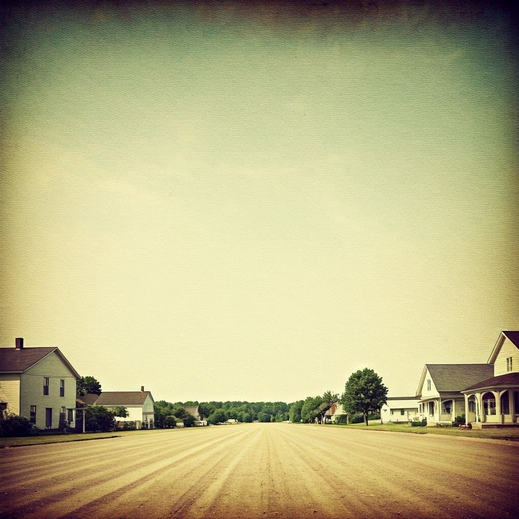 Nostalgic Vintage Landscape in American Regionalist Style