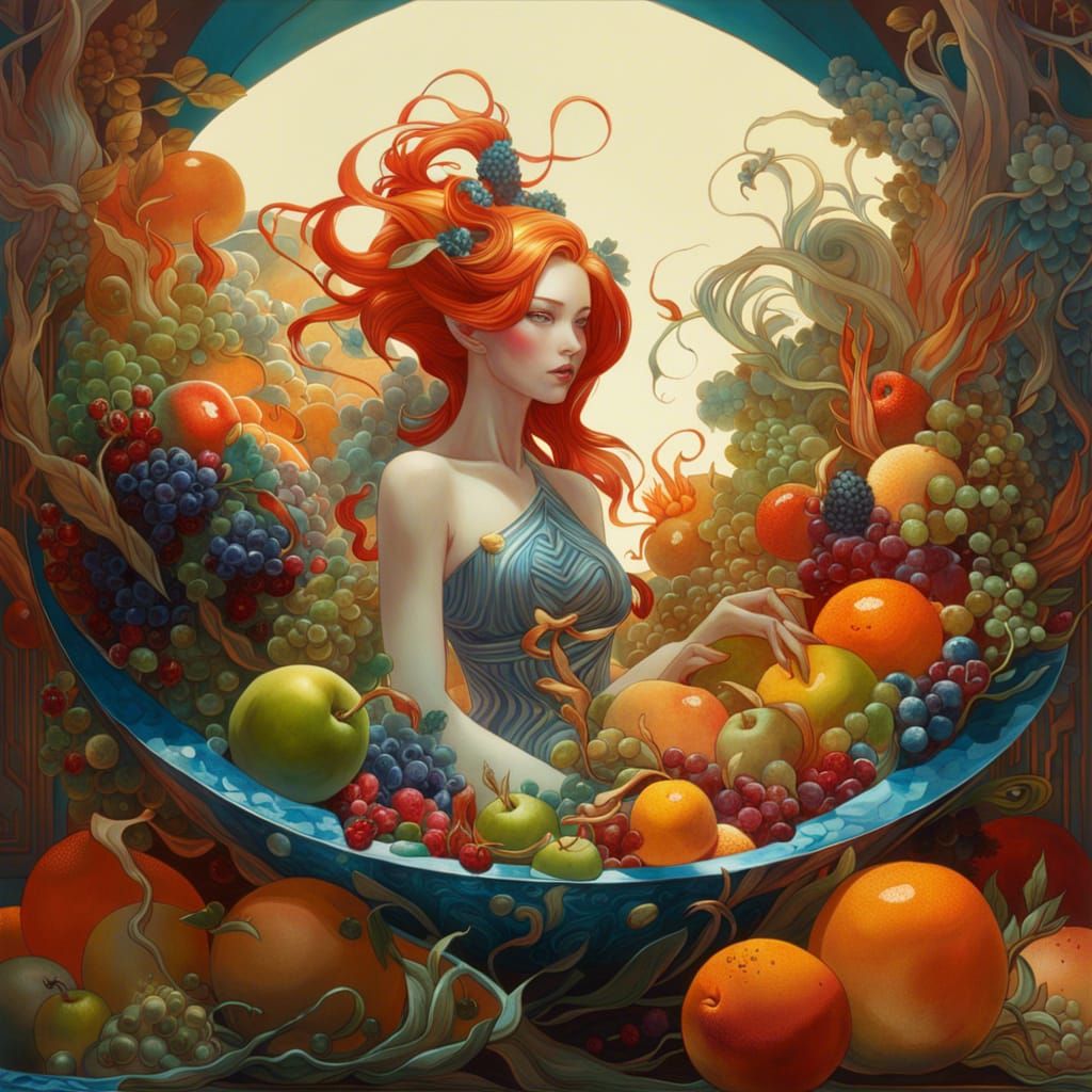 Luxuriant Fruit Bowl in Hyperrealistic 3D Render