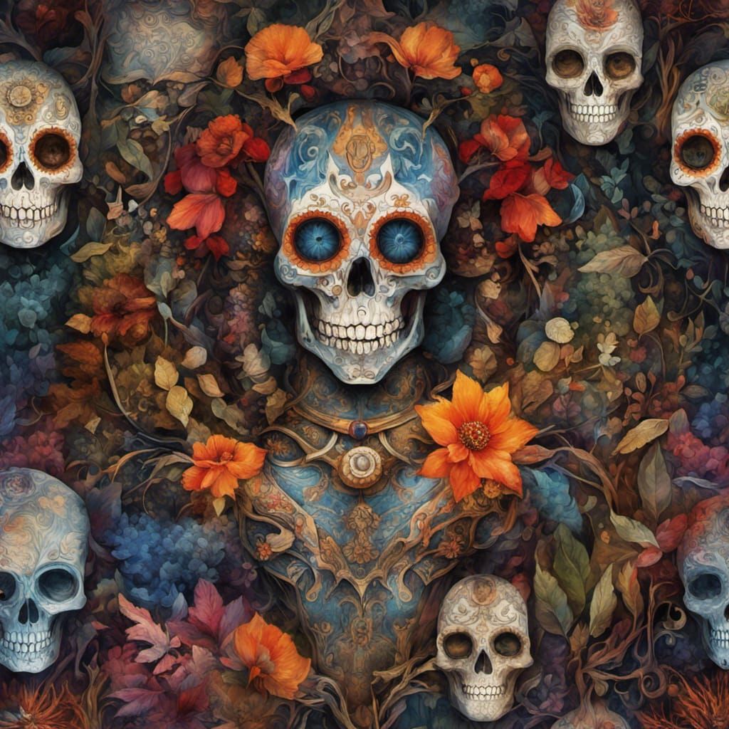 Vibrant Día de los Muertos Digital Painting