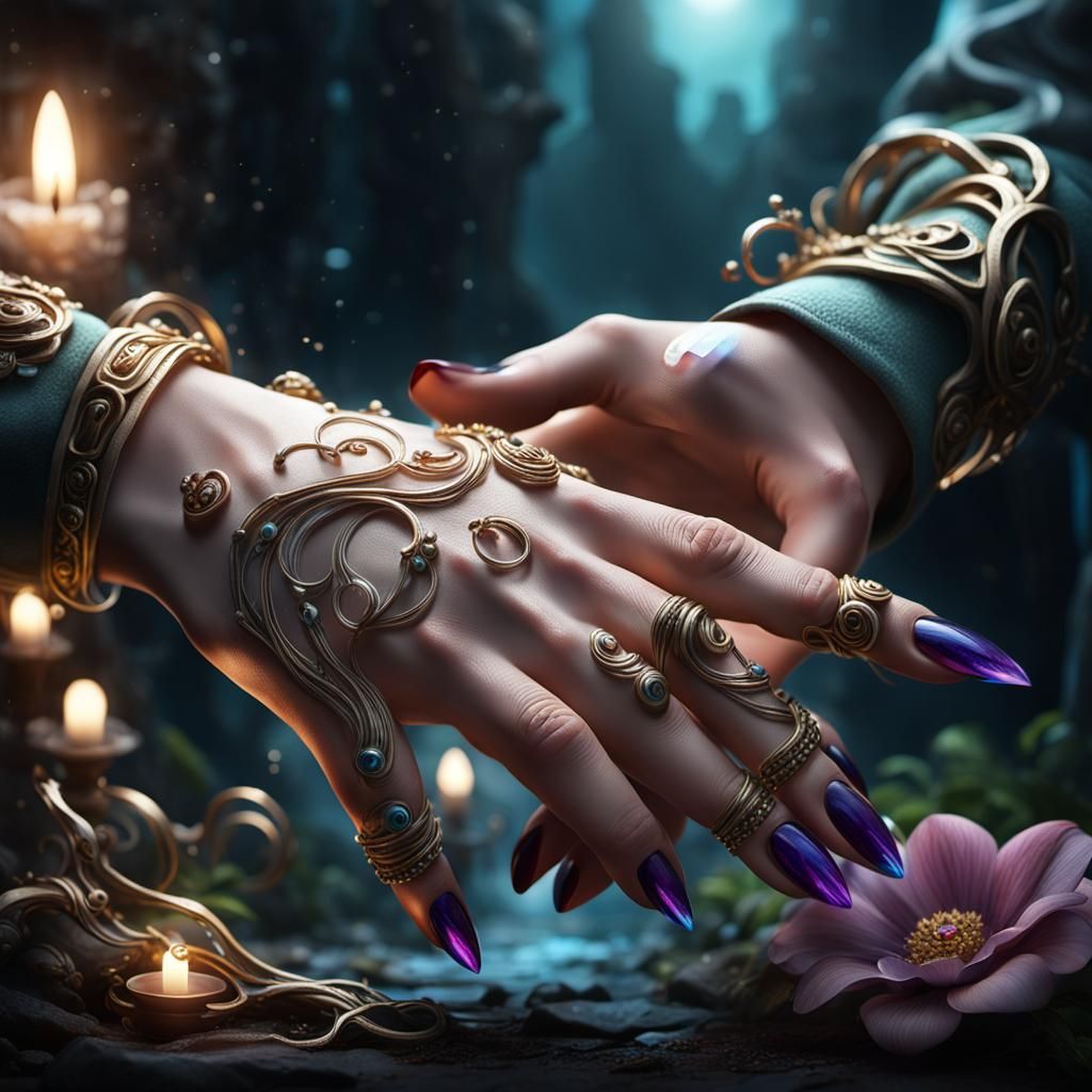 Hands Entwined with Light: Surreal Photorealistic Art