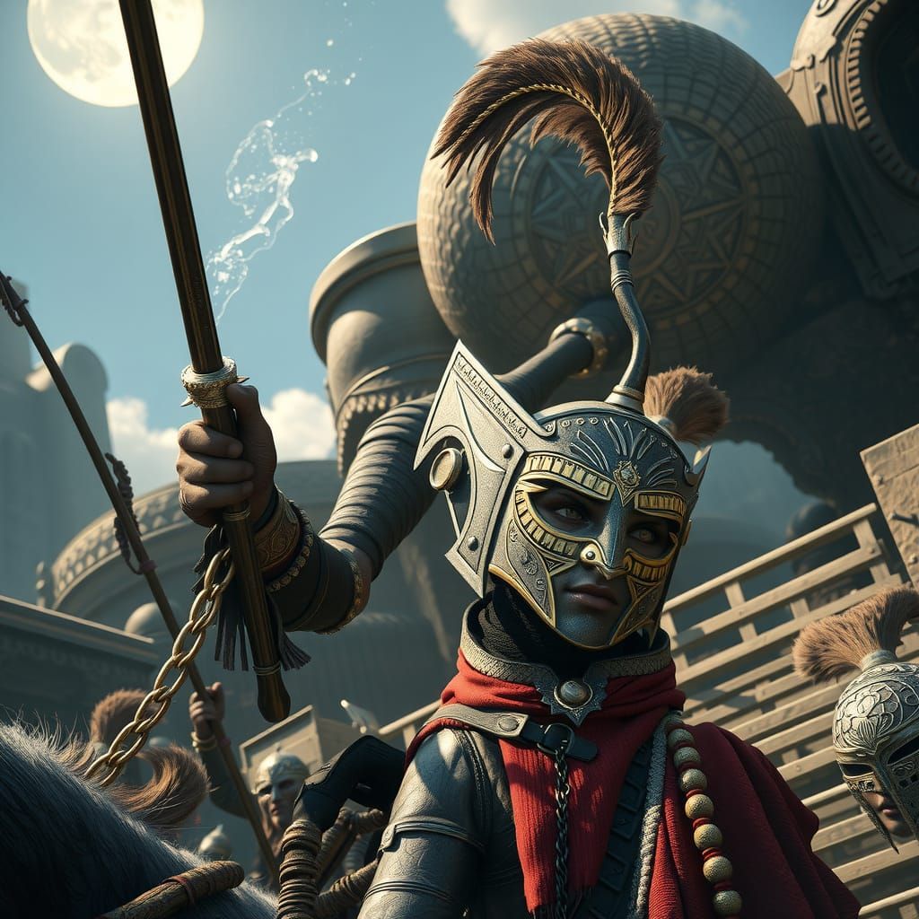 Epic Battle Scene with 3D Videogame Graphics