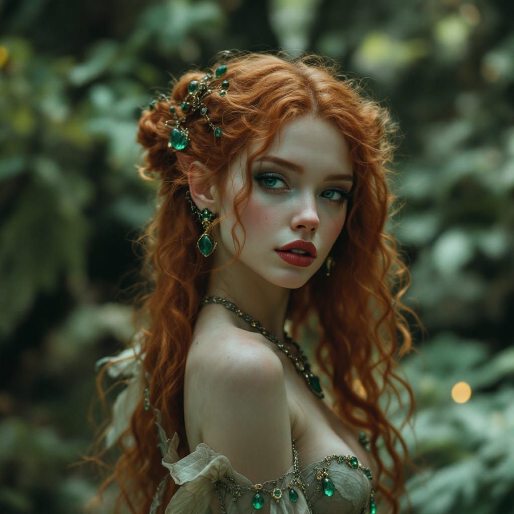 Celtic Fairy Princess with Red Hair in Cinematic Pose