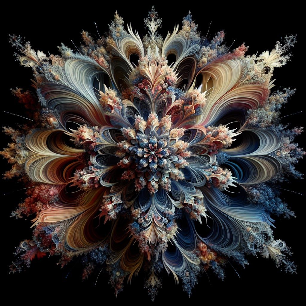 Kaleidoscopic Fractal Flower: Digital Concept Art