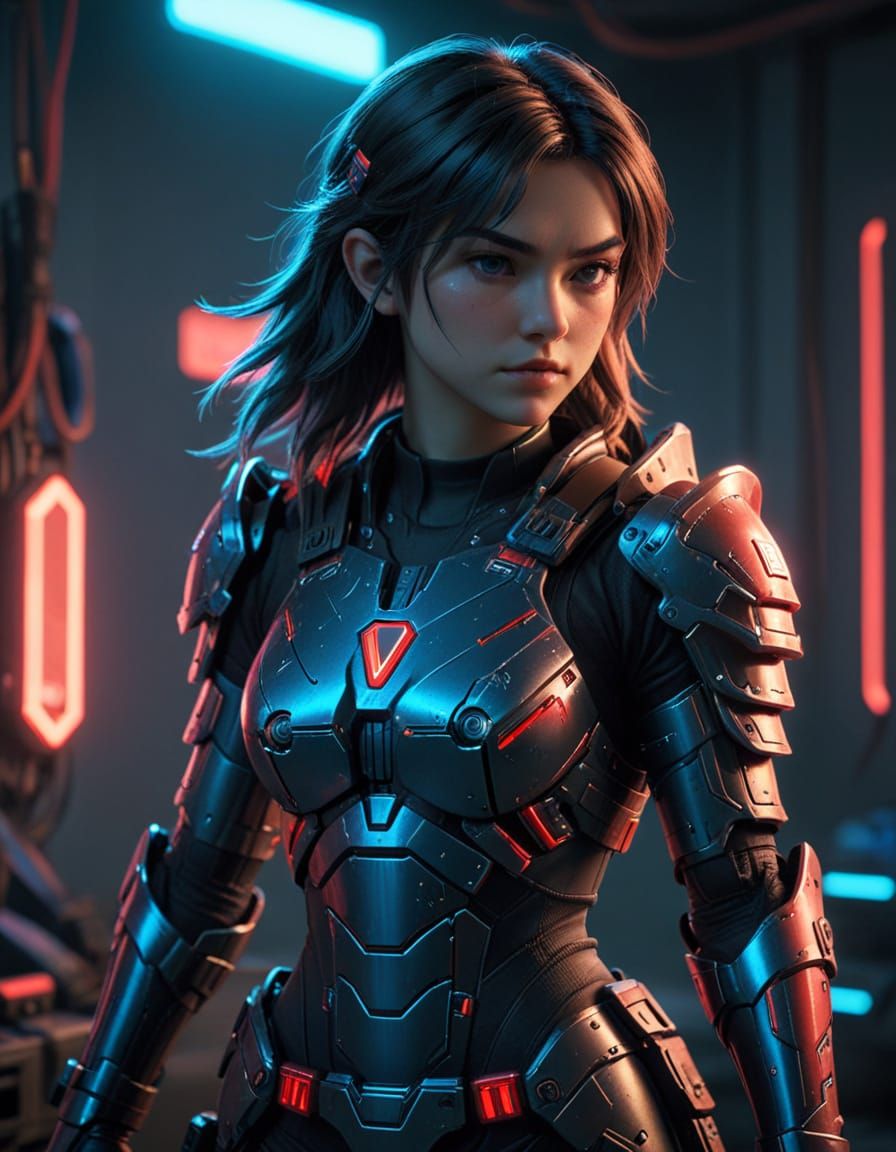 Nintendo Switch Girl in Anime Synthwave Style