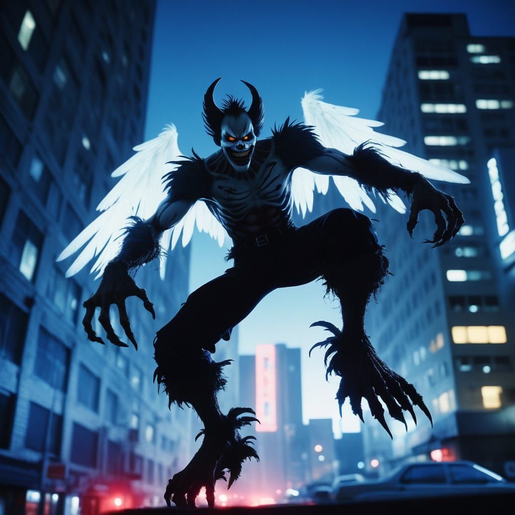 Gritty Demon Ryuk Battles City Criminals in a Dark, Cinemati...