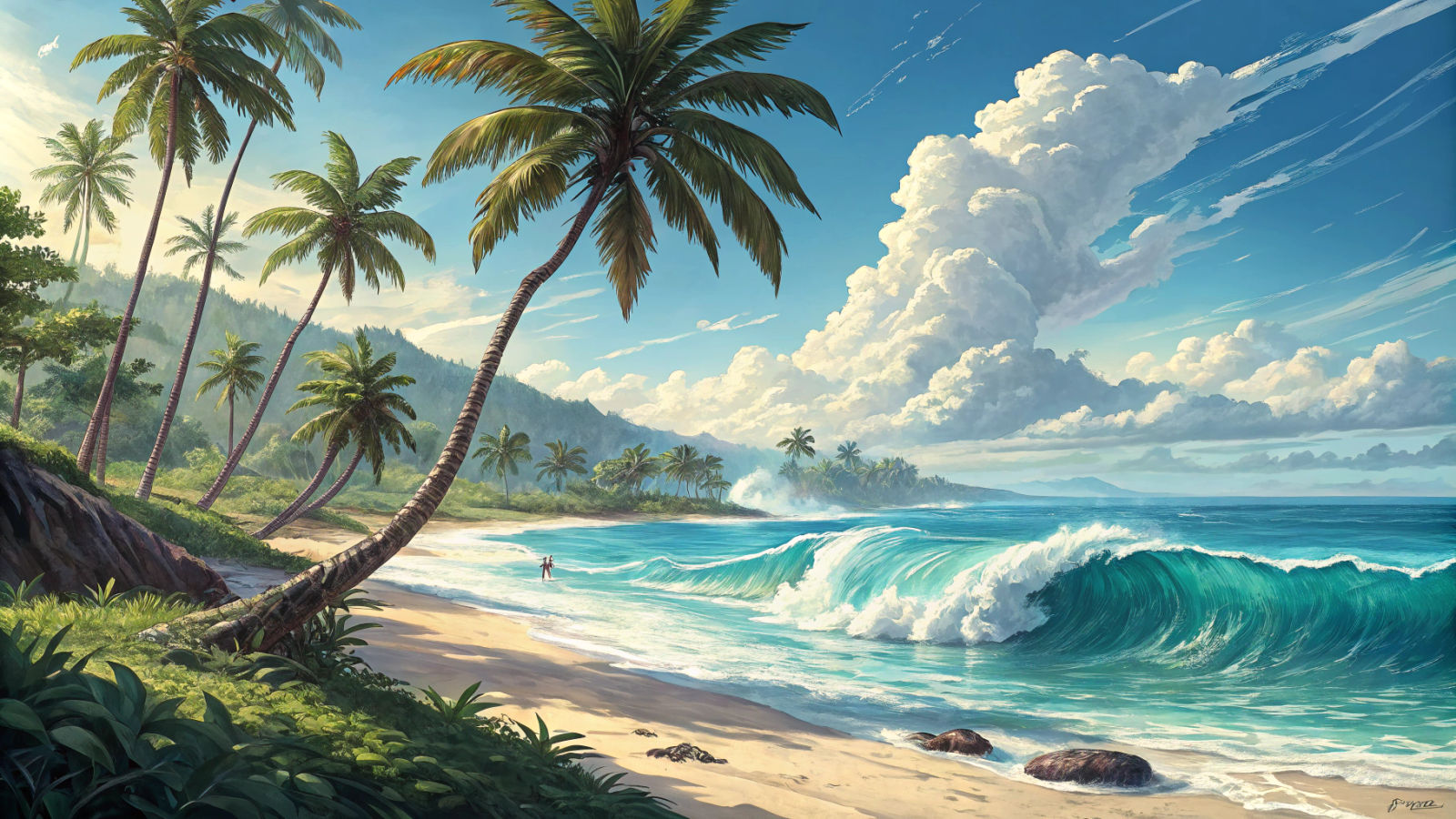 Tropical Beach Paradise with Coral Reef