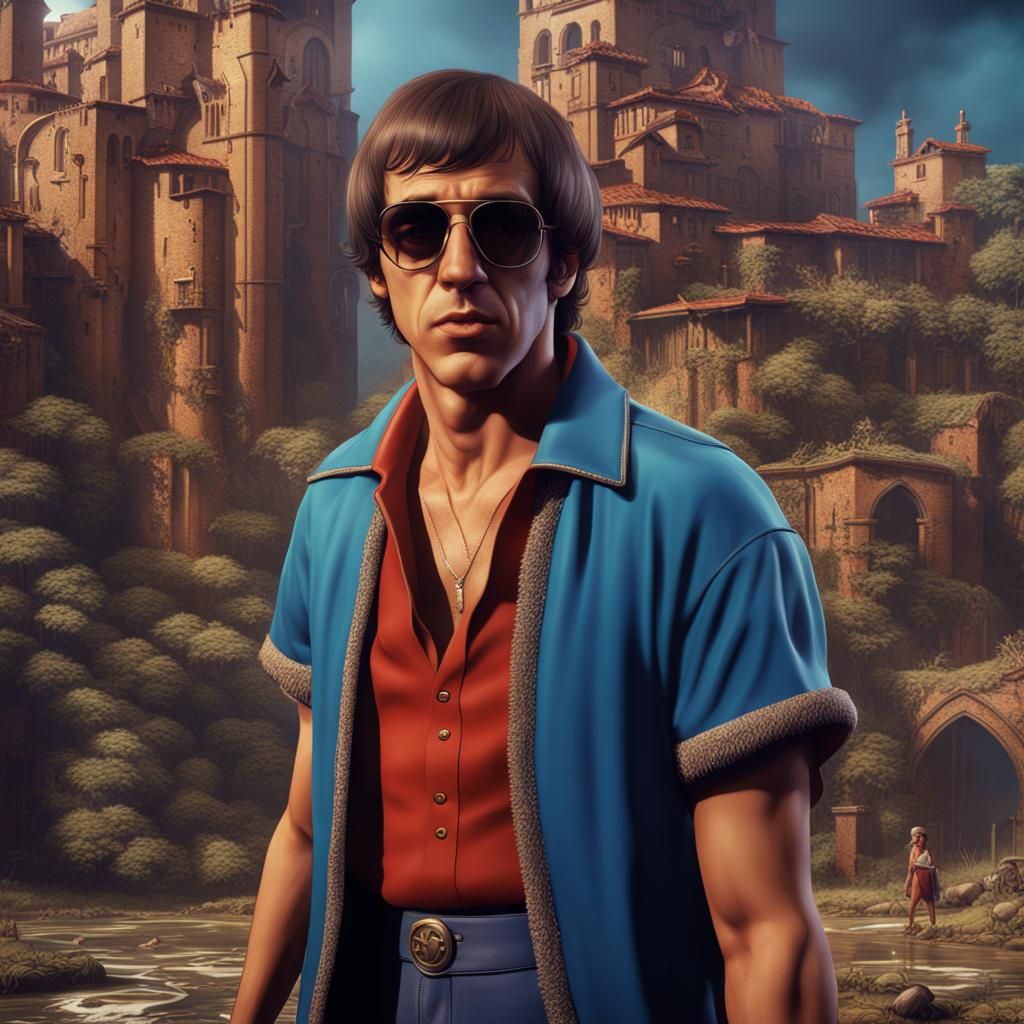 Young Adriano Celentano: Detailed Matte Painting