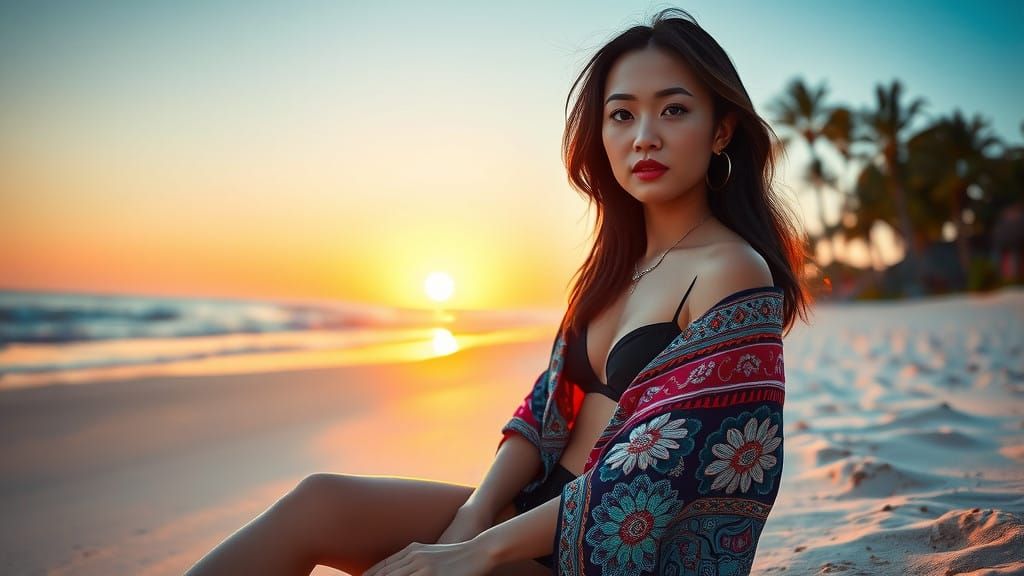 Stunning Ultra-Realistic Portrait of Asian Woman in Idyllic...