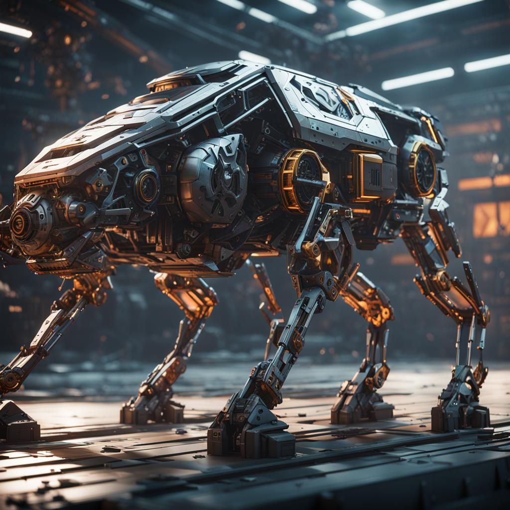 Futuristic Sci-Fi Dog with Intricate Mech Details