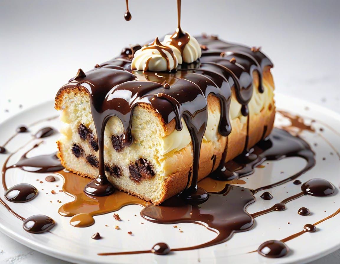 Moist Chocolate Chip Roll Cake in Vibrant Watercolor Splash ...