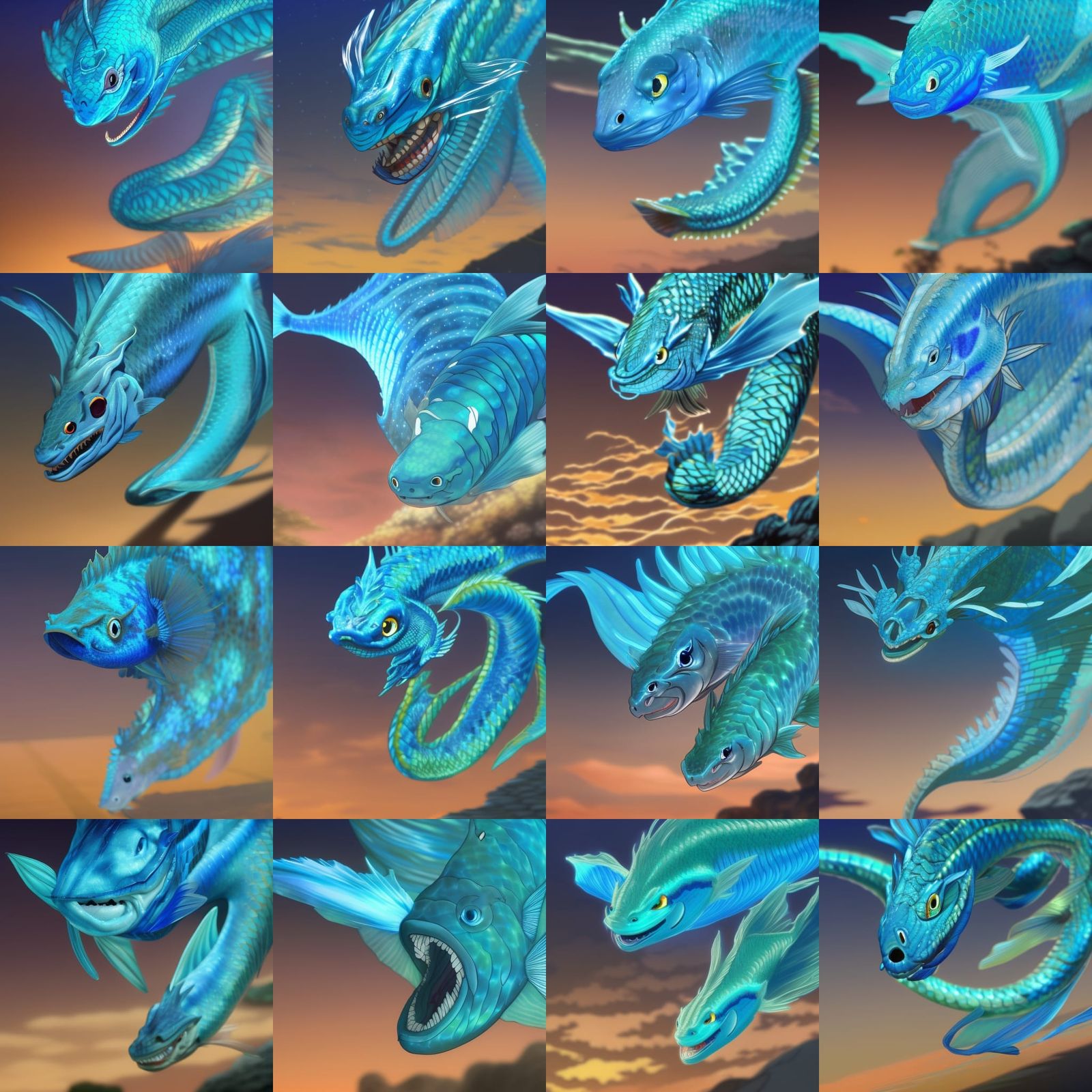 Ethereal Blue Dragonfish in Studio Ghibli Style