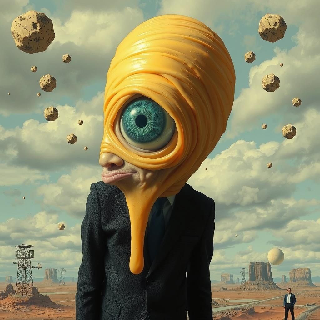 Surreal Distorted Figure in a Physics-Defying World