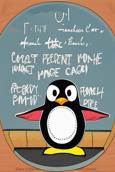 Cute Fat Penguin Catching Bagels