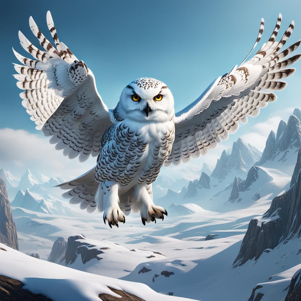 Snowy Owl Hunting: Detailed Matte Painting