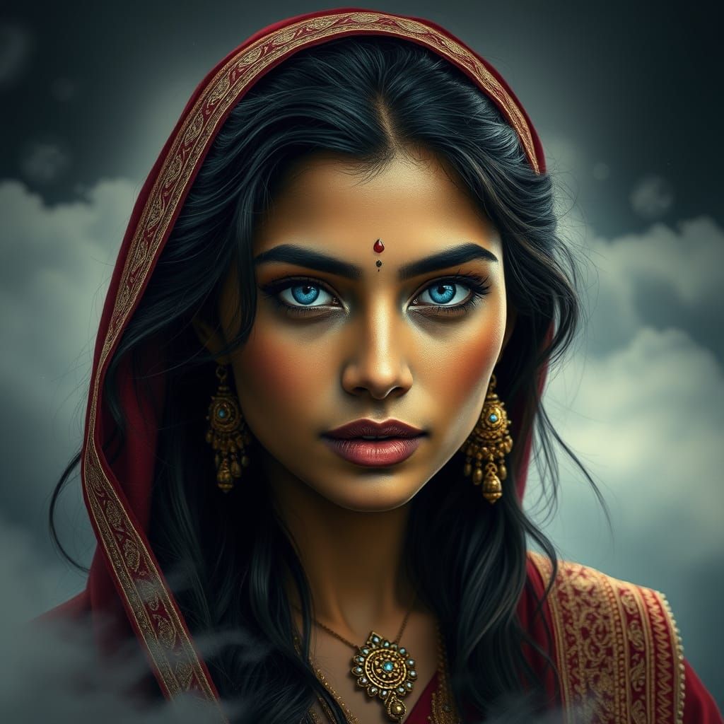 Indian Goddess of Whimsy in Hyperrealistic Style