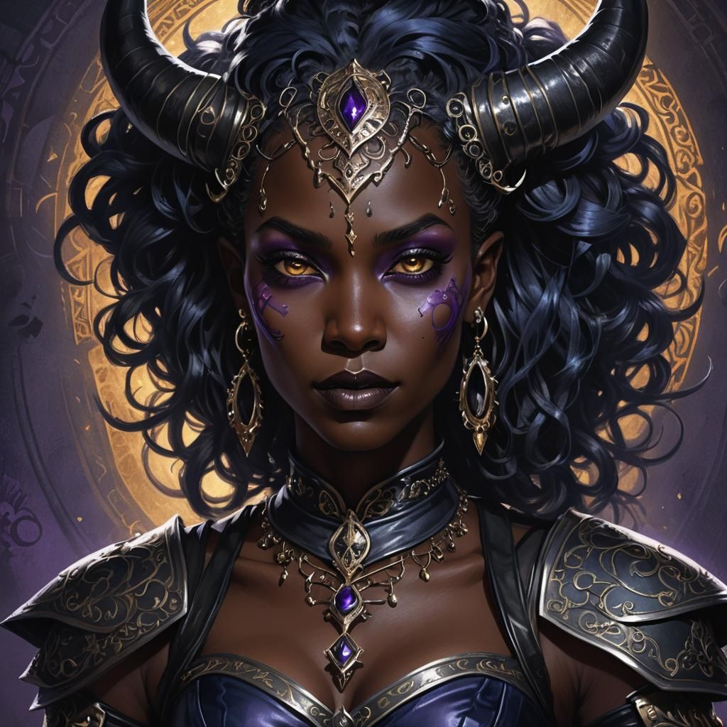 Dark Fantasy Tiefling Warlock Portrait