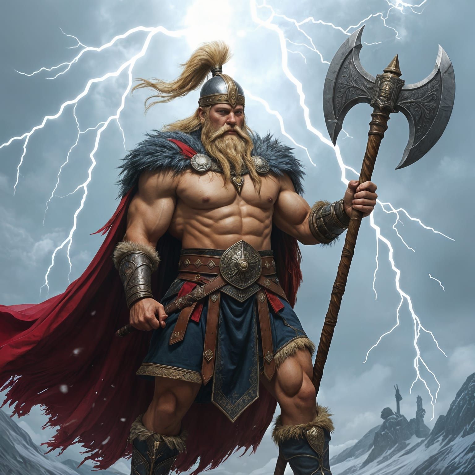 Slavic Thunder God Perun with Double Axe
