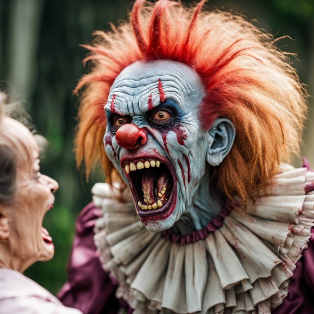 Grotesque Female Creature Screams at Authority in Vivid Colo...