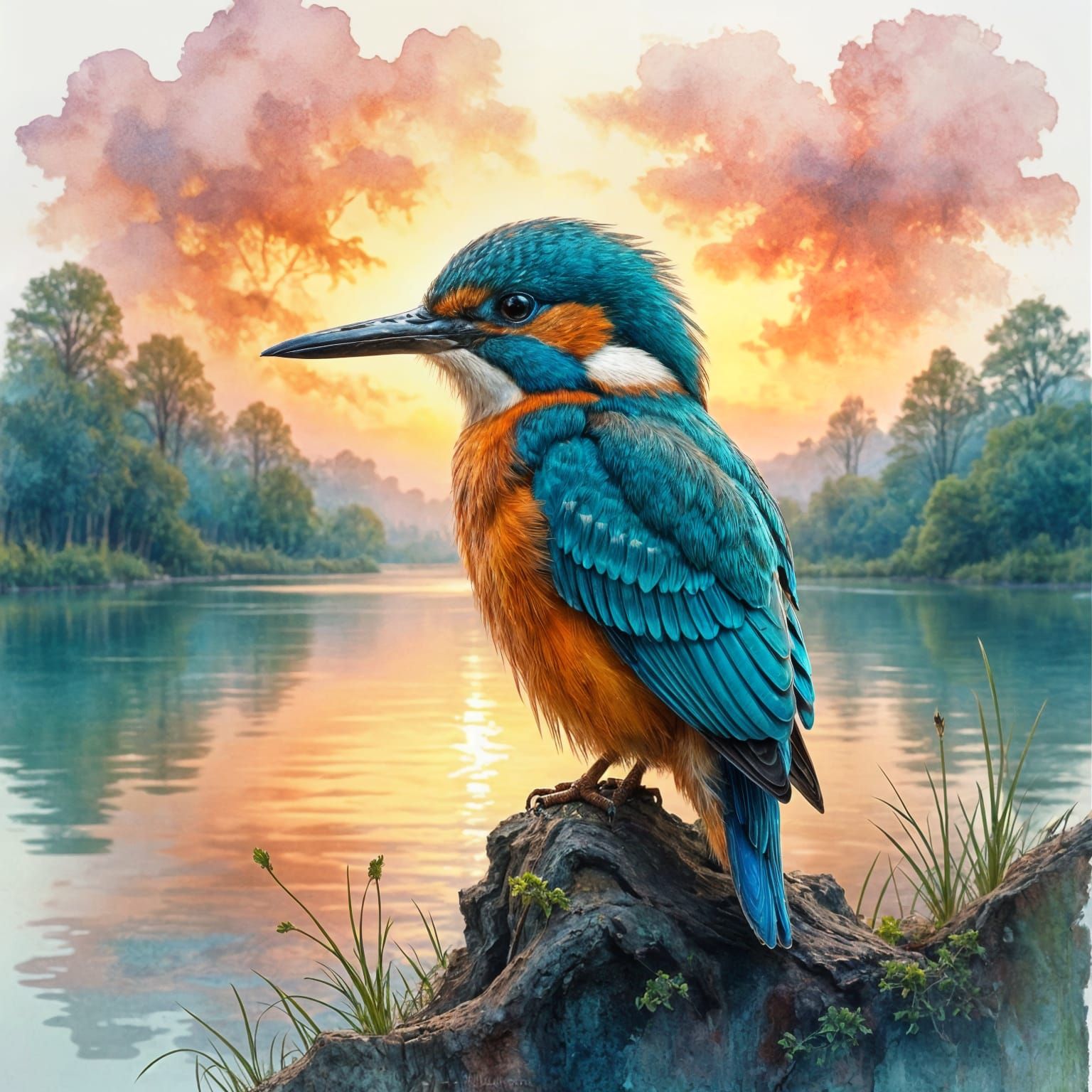 Kingfisher by the lake