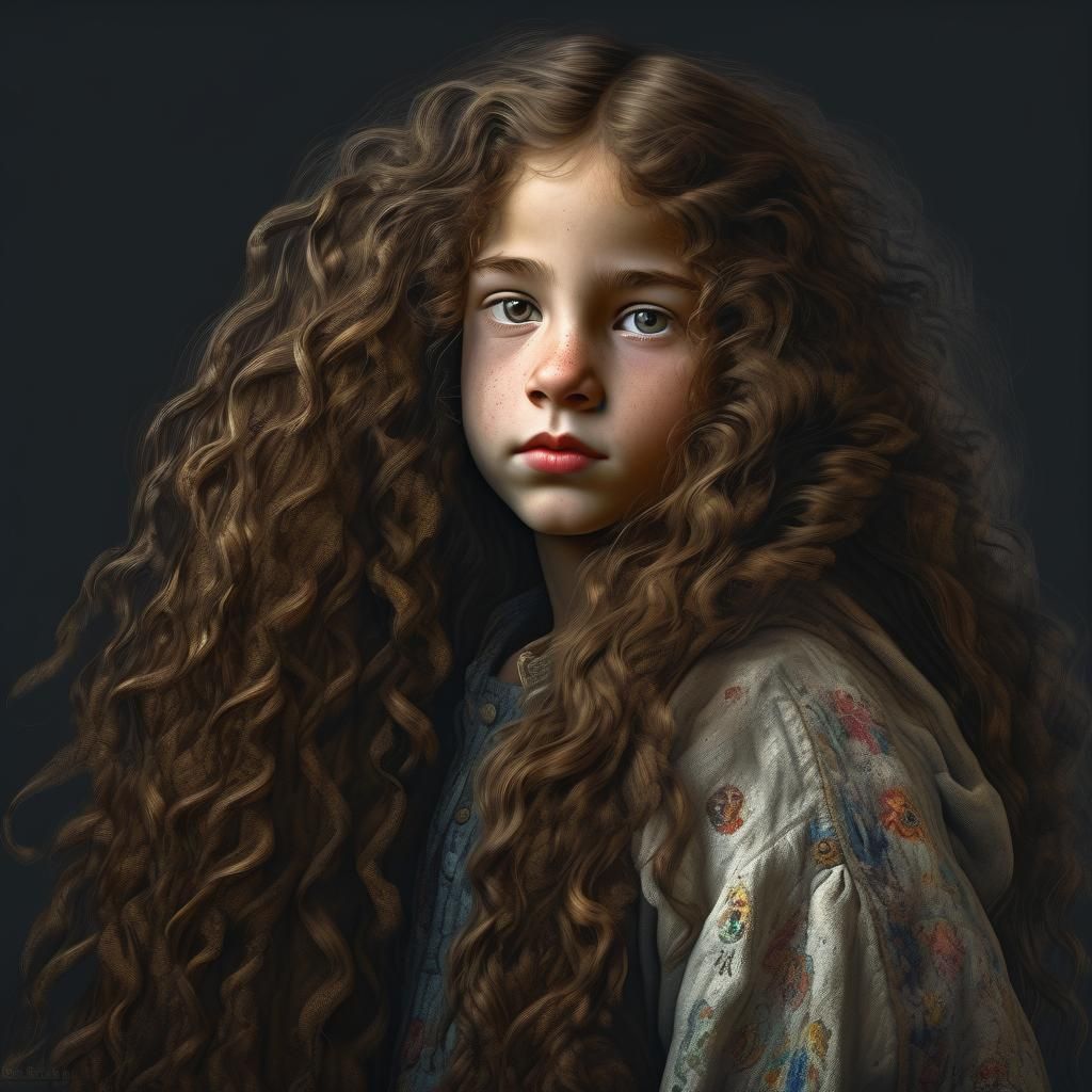 Porcelain Girl in Rags Hiding with Fur Pelt