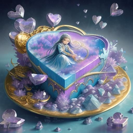 Ethereal Crystal Heart in Fantasy Landscape