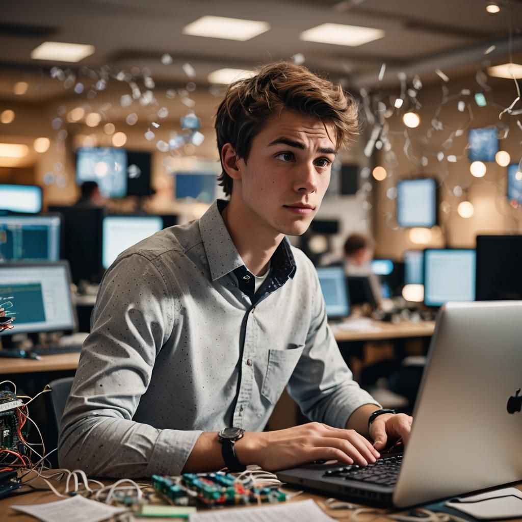 IT Professional Portrait with Bokeh and Warm Lighting
