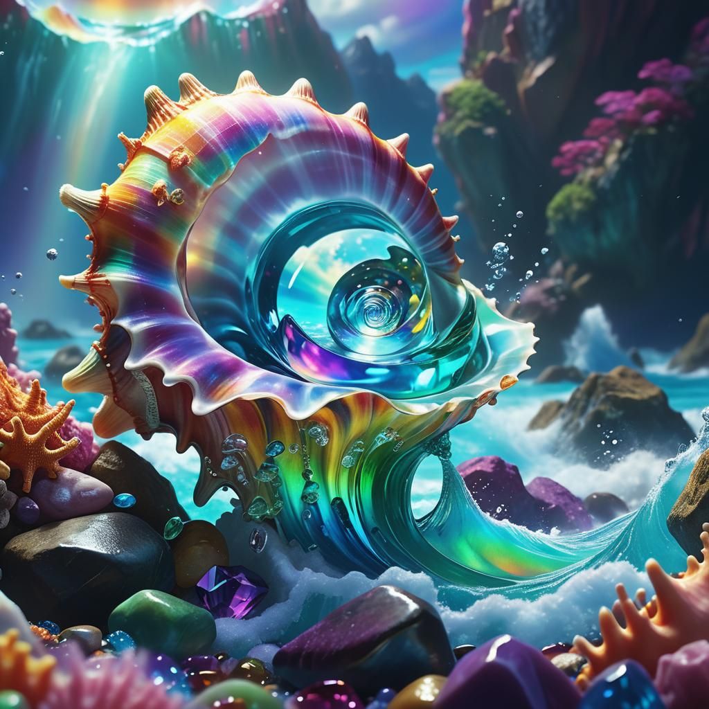 Rainbow Conch Plunges into Gemstone Sea