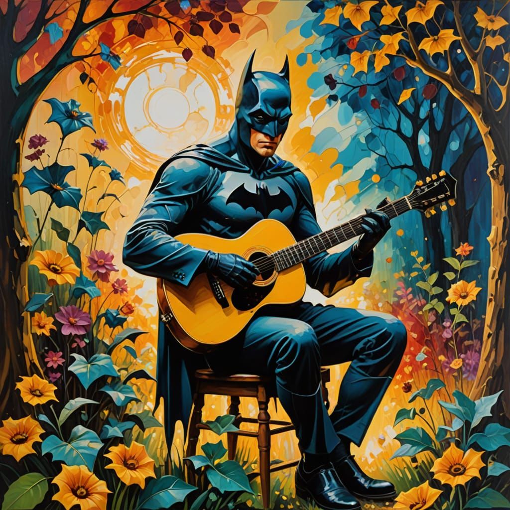 Batman in a Surreal Garden Serenade