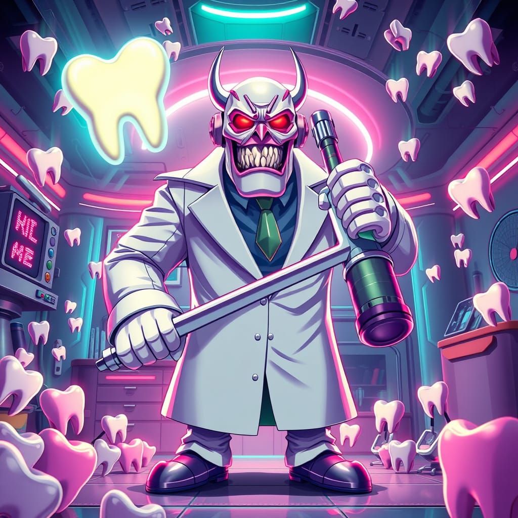 Dr. Molar: Supervillain Dentist in Hyper-Realistic Anime Sty...