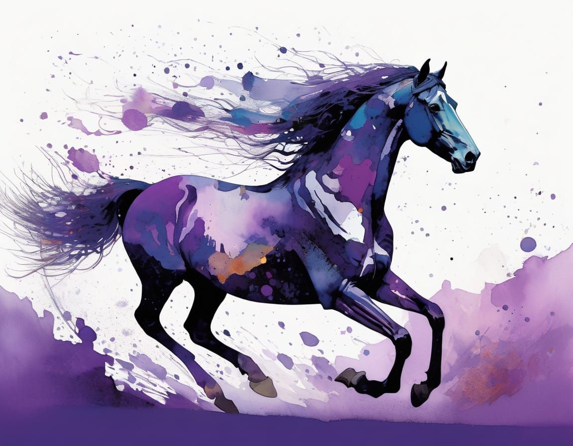 Galloping Horse in Gradient Mauve Shades