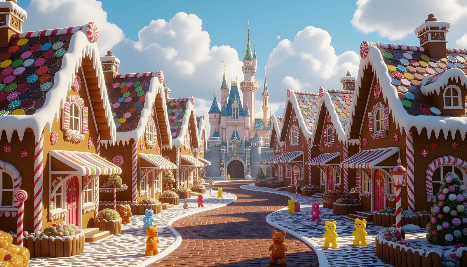 Delicious Gingerbread Village Square with Candy Decorations