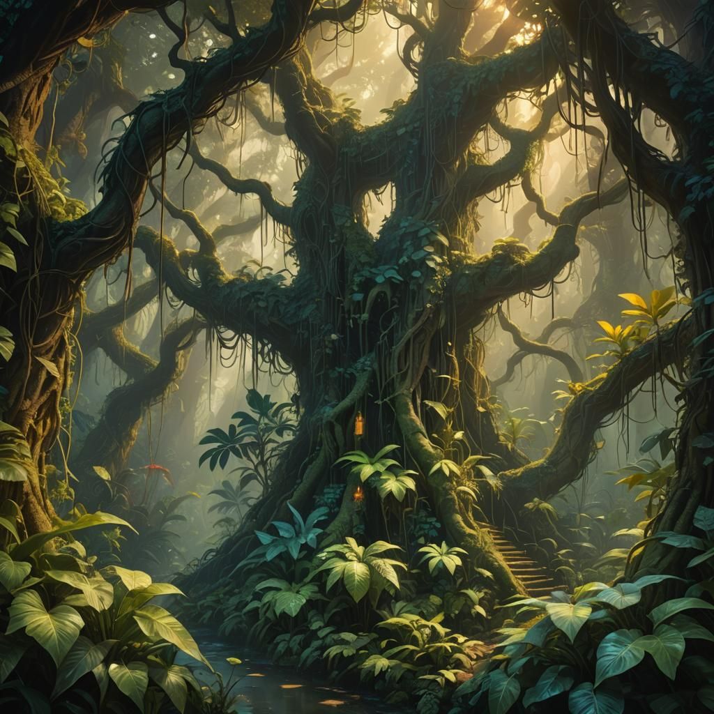 Luminous Jungle Wildlife in Fantasy Style