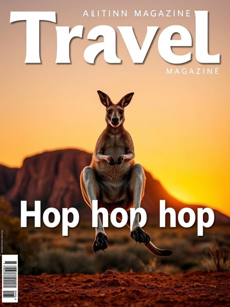 Kangaroo Leaps Before Uluru at Sunset