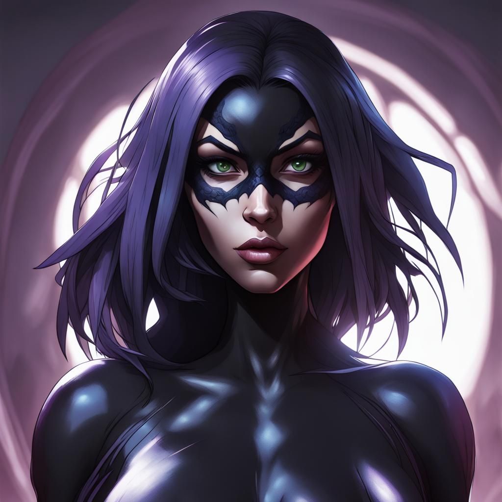 Raven with Symbiote Venom in Splash Art Style