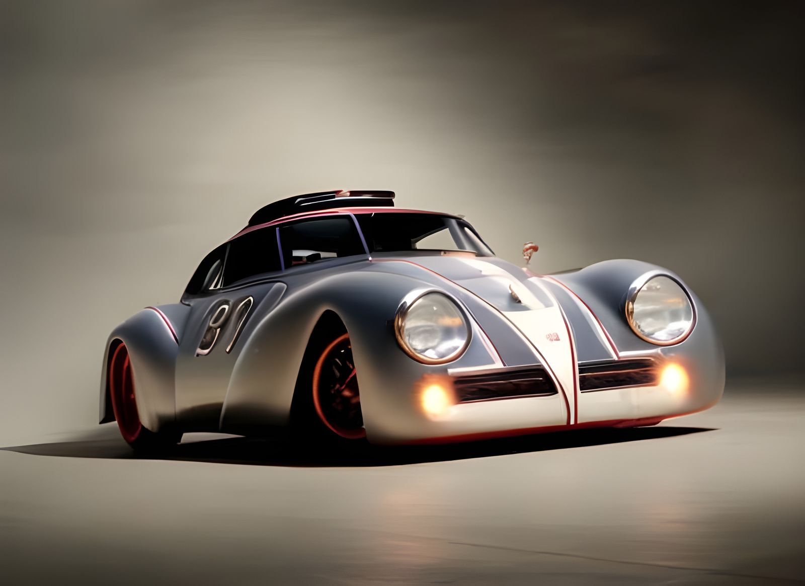 Symmetrical Wild Cars Racing in Hyperrealistic Style