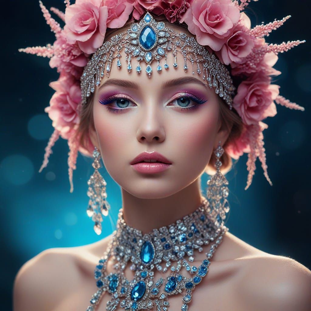 Crystalline Woman Portrait in Fantasy Style