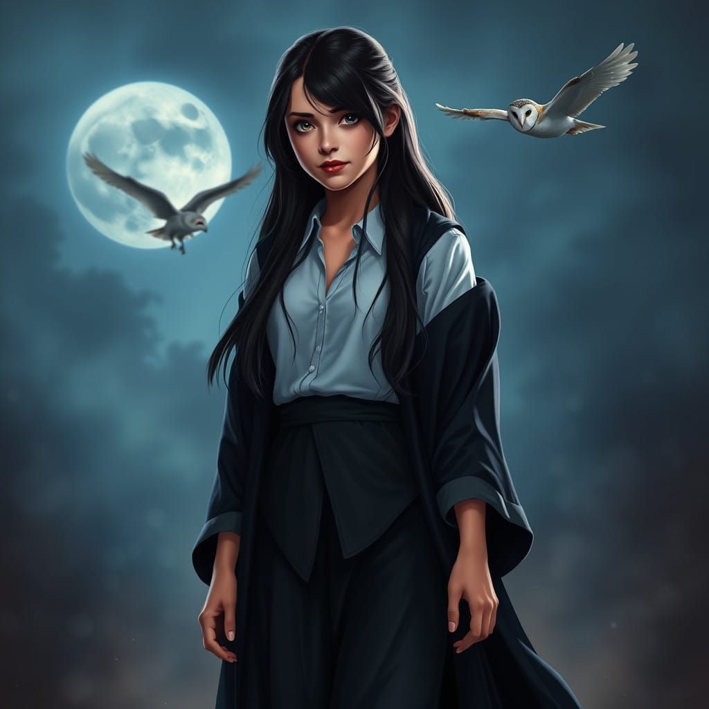 Moonlit Ravenclaw Enchantress in Mystical Splendor
