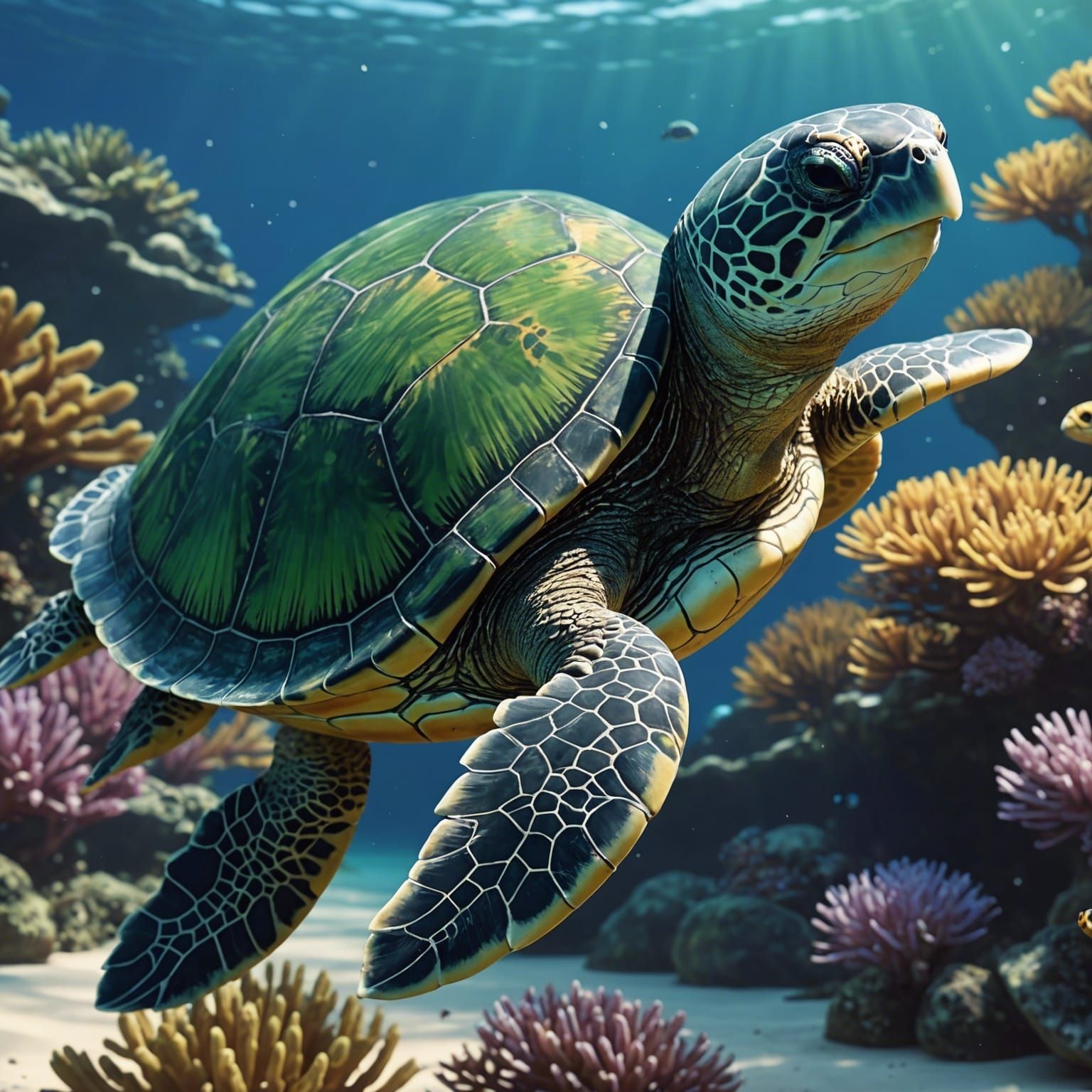 Anime Sea Turtle in 3D Concept Art
