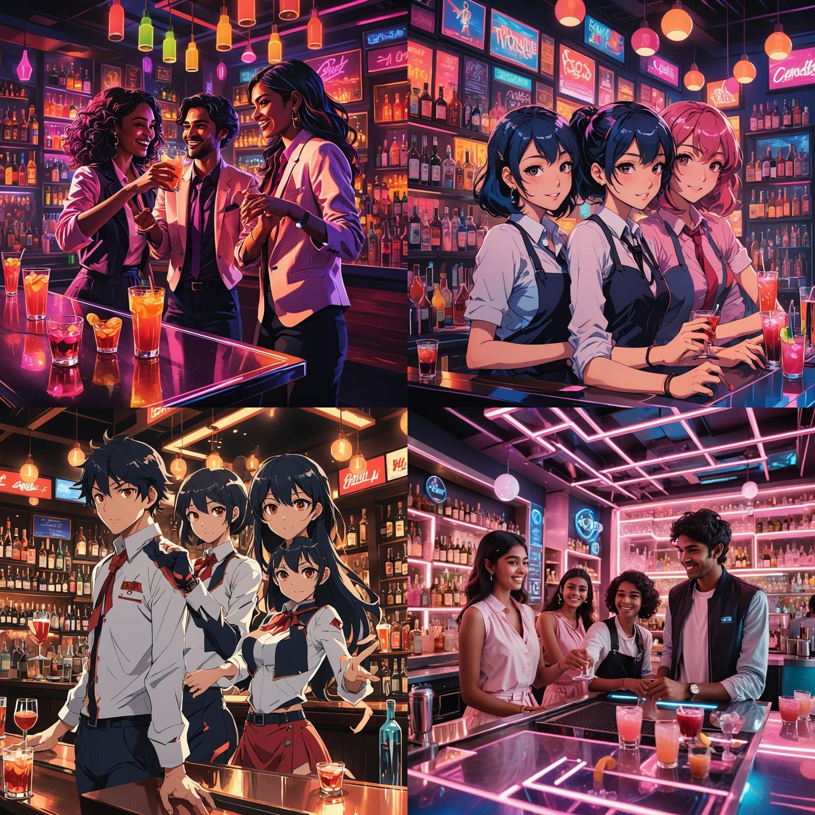 Anime Style: Children Ordering Drinks at a Bar