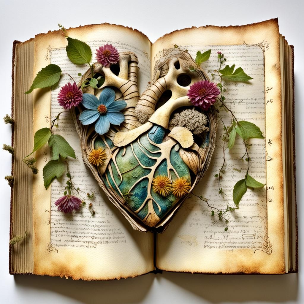 Ribcage Garden Book in Encaustic Style